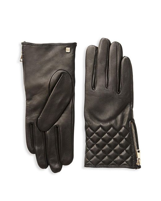 Bruno Magli Quilted Leather Gloves in Black | Lyst