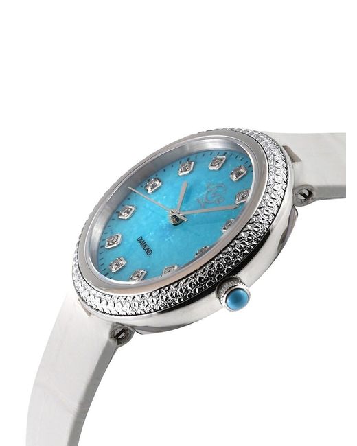 Gv2 Blue Arezzo 33mm Stainless Steel, Turquoise, Diamond & Leather Strap Watch