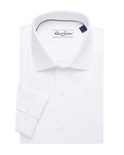 Robert Graham White Cotton Tailored Fit Dress Shirt for men