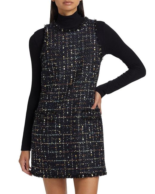 L'Agence Black 'Agence Florian Sequin Tweed Sleeveless Minidress