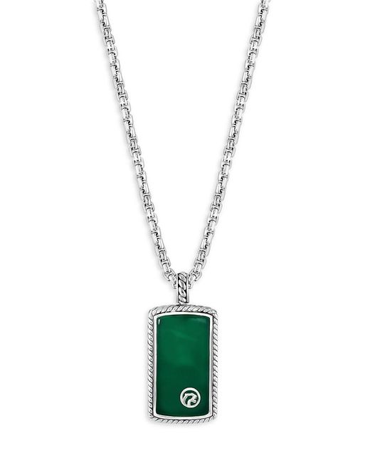 Effy Green Sterling Silver & Chalcedony Pendant Necklace for men