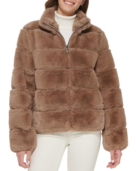 Calvin Klein Brown Faux Fur Jacket