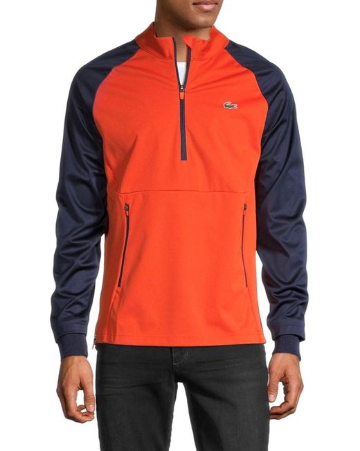 Lacoste Synthetic Men's Colorblock Half-zip Pullover - Orange - Size 3 (s)  for Men | Lyst