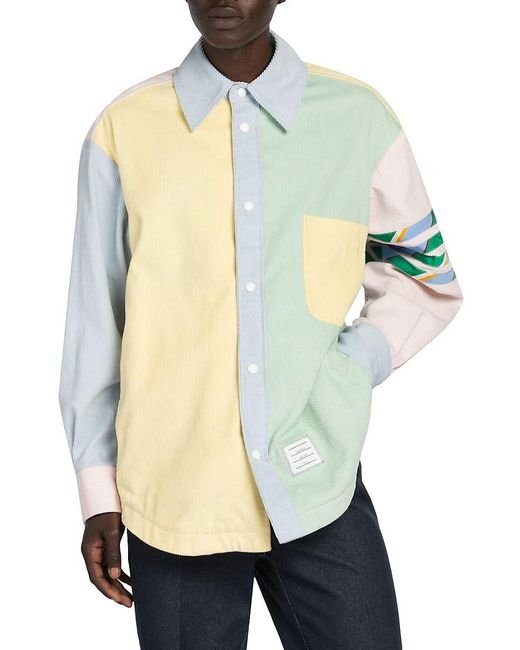 Thom Browne White Collared Corduroy Shirt Jacket for men