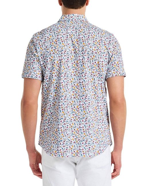 Robert Graham Gray Summer Sails Printed Cotton-Blend Shirt for men