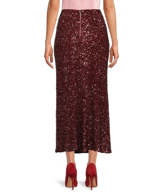 Alice + Olivia Brown Sequined Flared Midi-Skirt