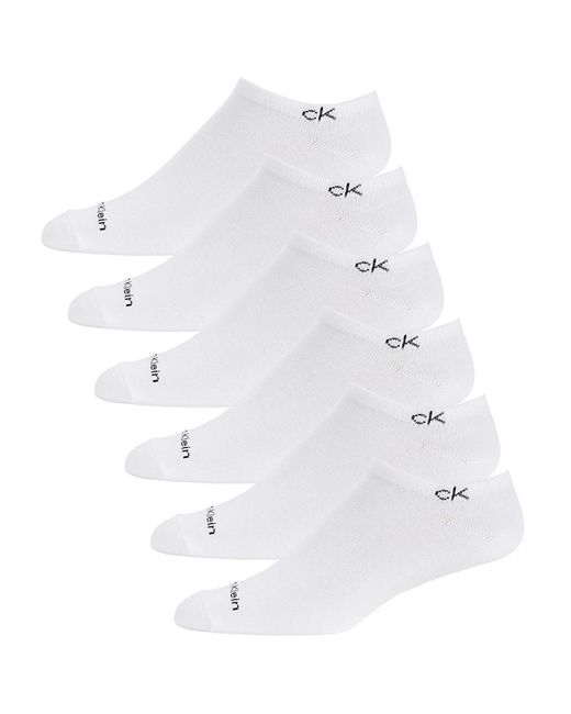 Calvin Klein 6pack Logo No Show Socks in White for Men Lyst Canada