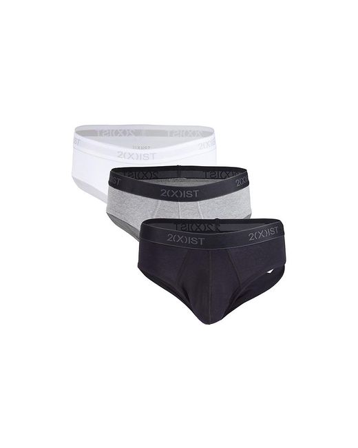 2xist Cotton 3-pack Logo No Show Briefs in White Black Grey (White) for ...