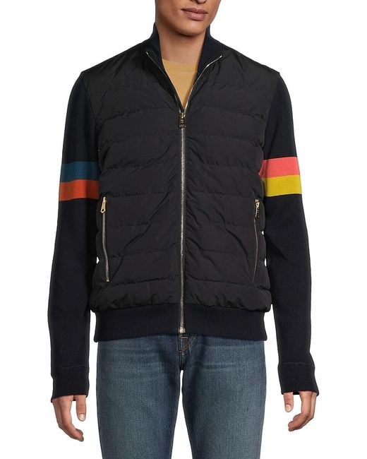 Paul Smith Black Striped Puffer Jacket for men