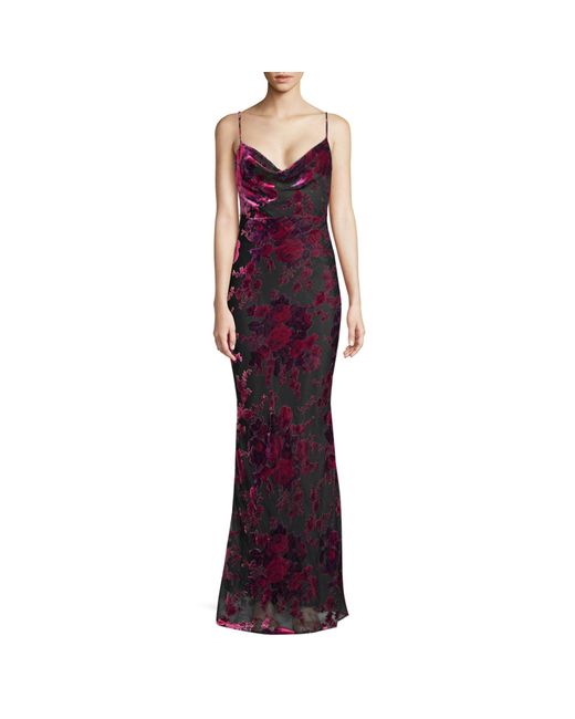 Likely Purple Midori Floral Velvet Burnout Gown