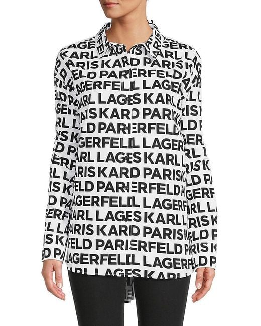 Karl Lagerfeld White Logo Drop Shoulder Shirt