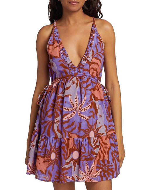 Xirena Red Jayda Printed Cotton Sleeveless Minidress