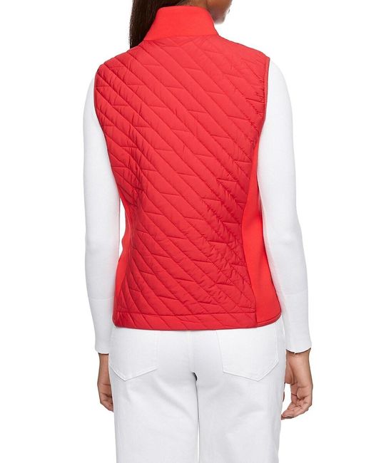 Bernardo Red Zip Front Quilted Puffer Vest