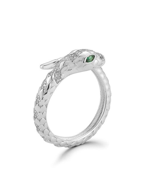 Chloe and Madison Metallic 14K--Plated Sterling & Cubic Zirconia Snake Ring