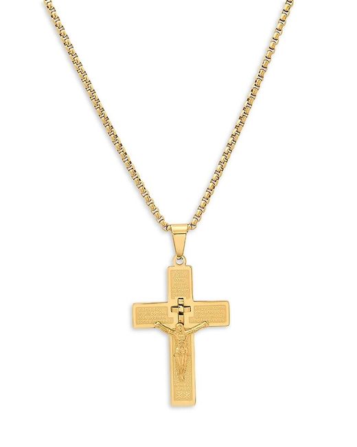 Anthony Jacobs Metallic "Our Father Prayer" 18K Goldplated Crucifix Pendant Necklace