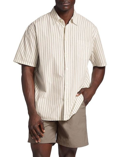 John Elliott Natural Cloak Striped Button-Front Shirt for men
