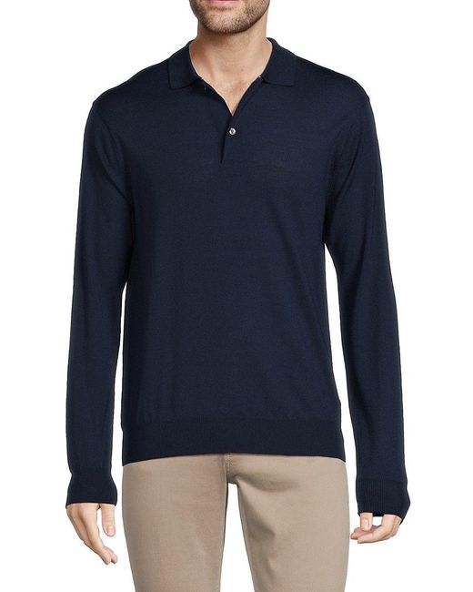 Greyson Saratoga Wool Polo Sweater in Blue for Men Lyst