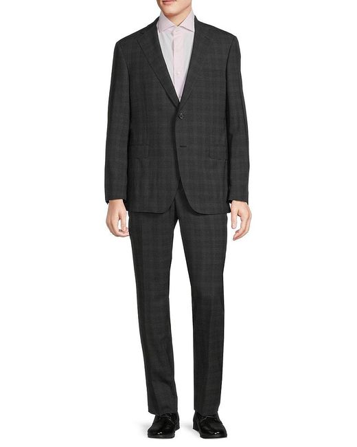 Samuelsohn Glen Plaid Wool Suit in Black for Men | Lyst