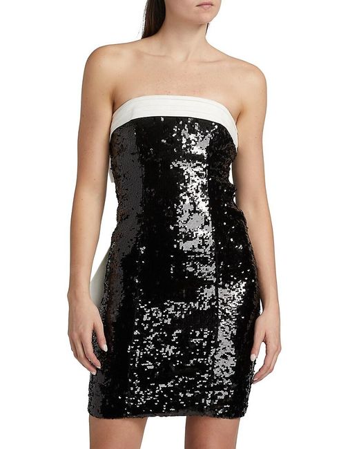 Alice + Olivia Black Sibella Sequined Bow Minidress