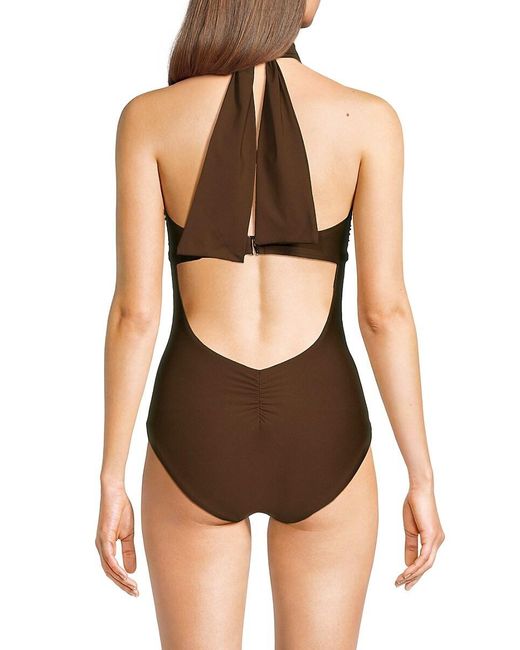 DKNY Brown One-piece Halterneck Swimsuit
