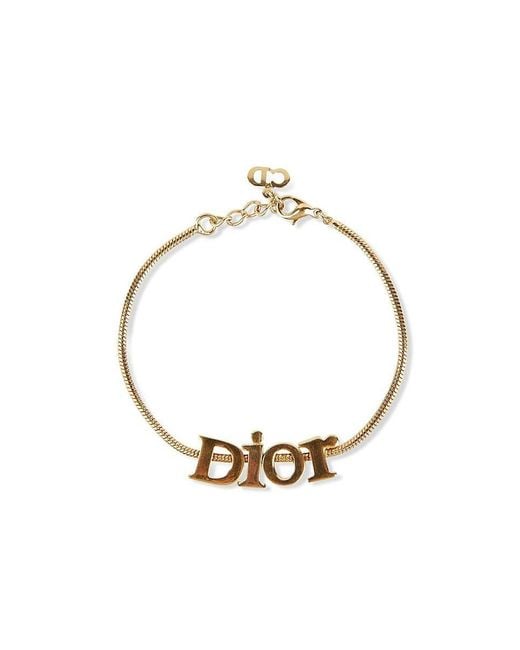 Dior Metallic Vintage Goldtone Logo Bracelet