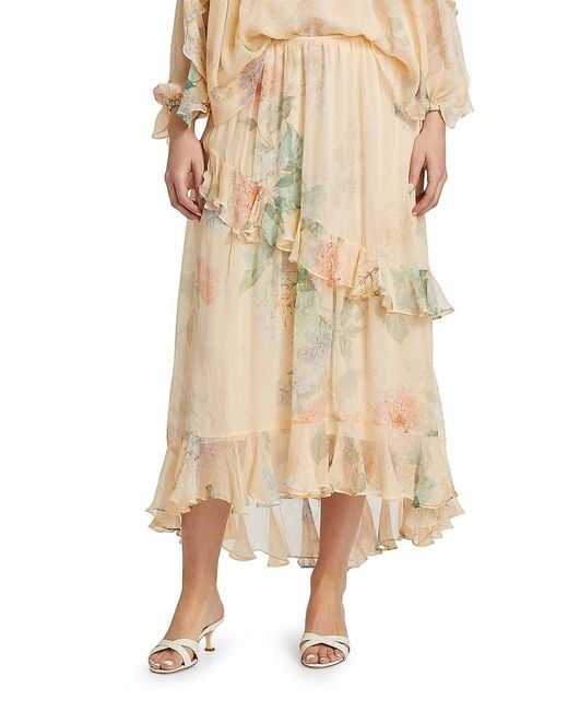 Zimmermann Natural Tiered Floral Skirt