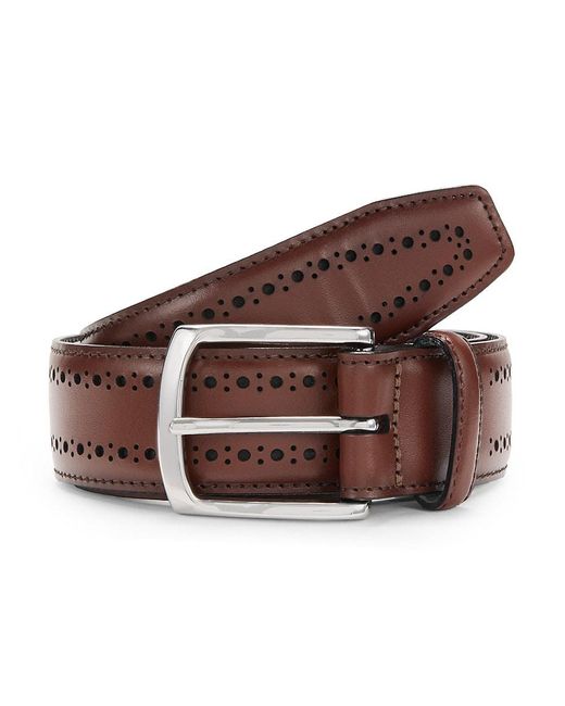 Allen Edmonds Brown Manistee Lazer Cut Leather Belt for men