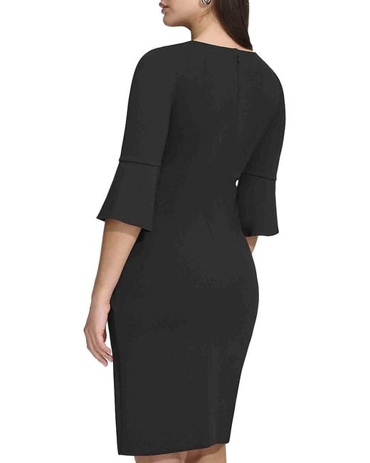 Kensie Green Knot Front Sheath Midi Dress