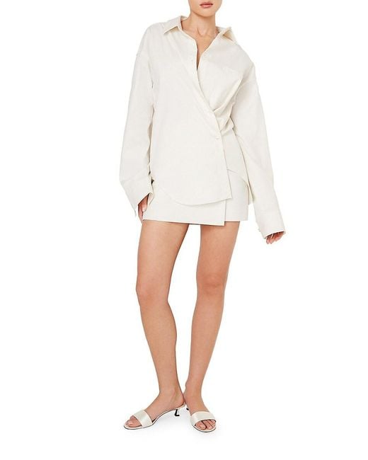 GOOD AMERICAN White Poplin Oversized Shirt