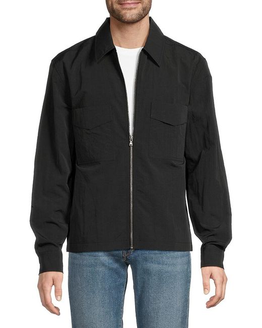 Joe's Jeans Point Collar Front Zip Jacket in Black for Men | Lyst UK