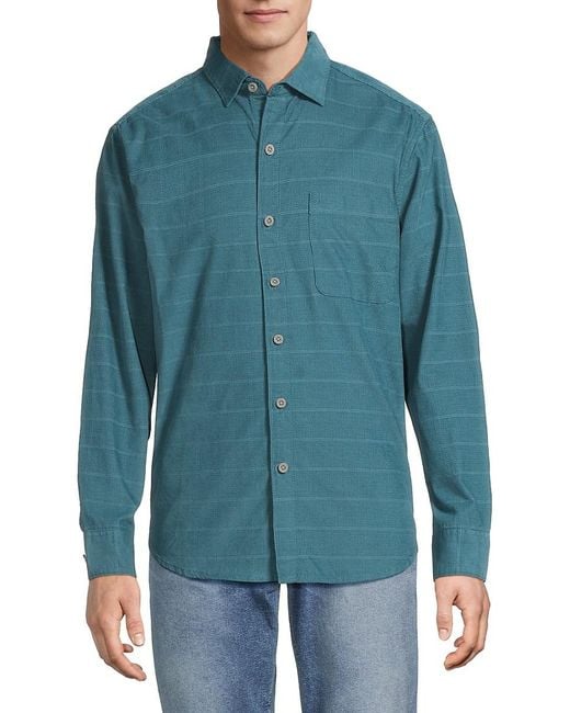 Tommy Bahama Blue Bonfire Nights Cotton Shirt for men