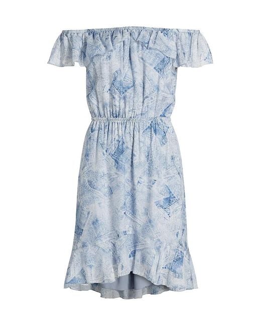 L'Agence Blue 'Agence Leonie Denim-Inspired Silk Minidress