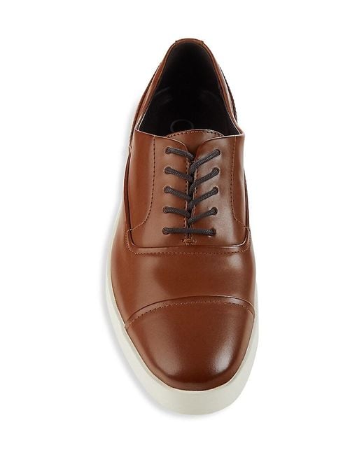 Calvin Klein Brown Elijah Cap Toe Oxford Sneakers for men