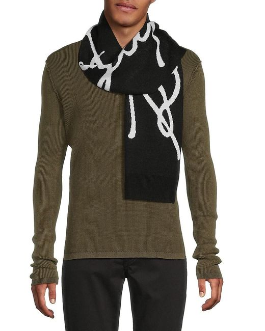 Karl Lagerfeld Black Logo Scarf for men