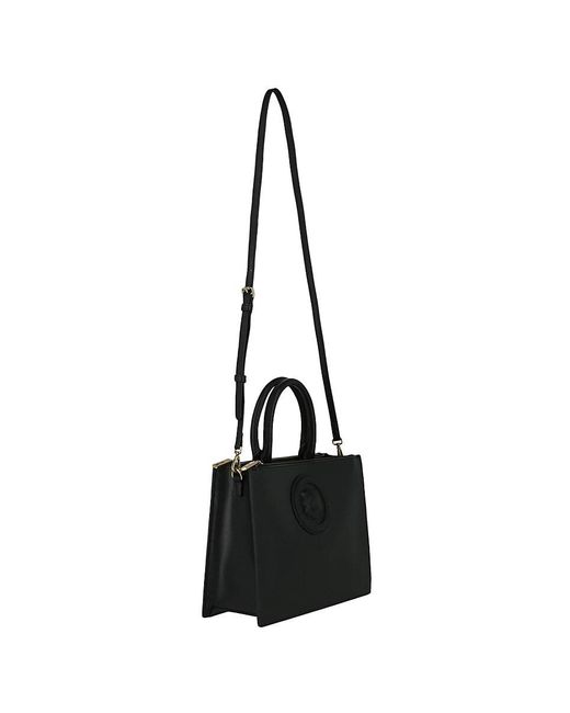 Just Cavalli Black Monocromatic Logo Shoulder Bag