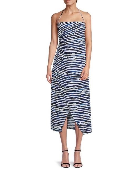 A.L.C. Blue A. L.C. Charlotte Striped Halterneck Midi-Dress