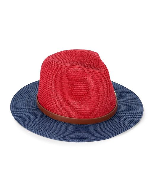 La Fiorentina Red Colorblock Straw Sun Hat