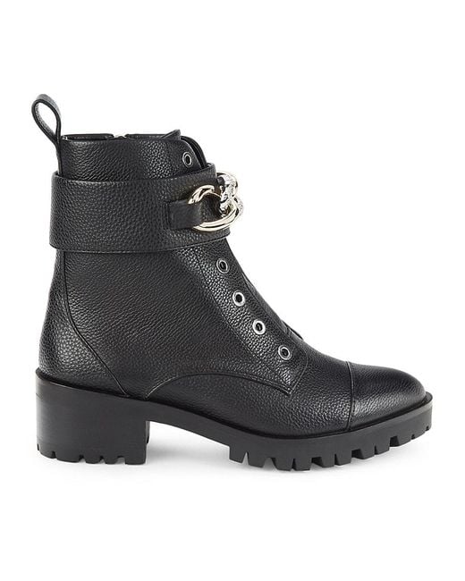 Karl Lagerfeld Pepper Rhinestone Curb Link Combat Boots in Black Lyst UK