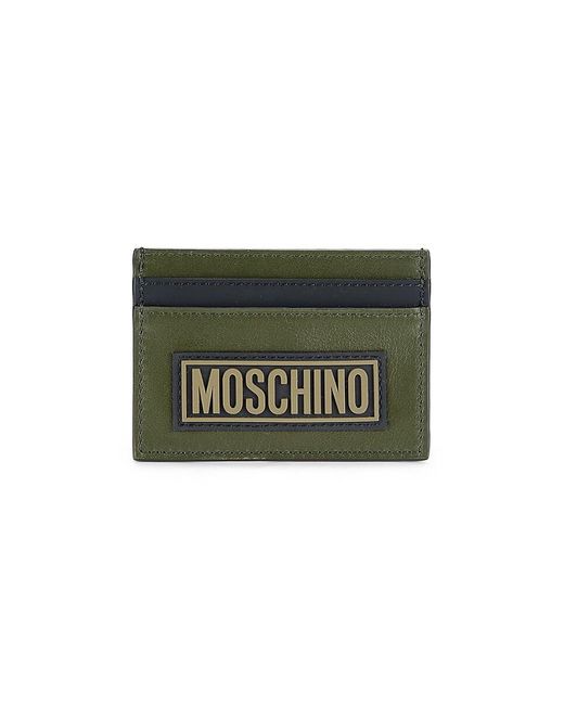 Moschino Green Logo Leather Card Holder for men
