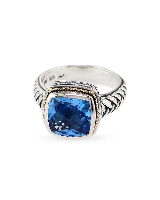 Effy Balissima Sterling Silver And 18 K Yellow Gold Blue Topaz Ring