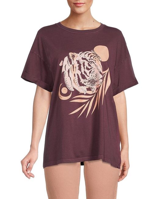 Girl Dangerous Cotton Tiger Graphic Tee in Purple Lyst