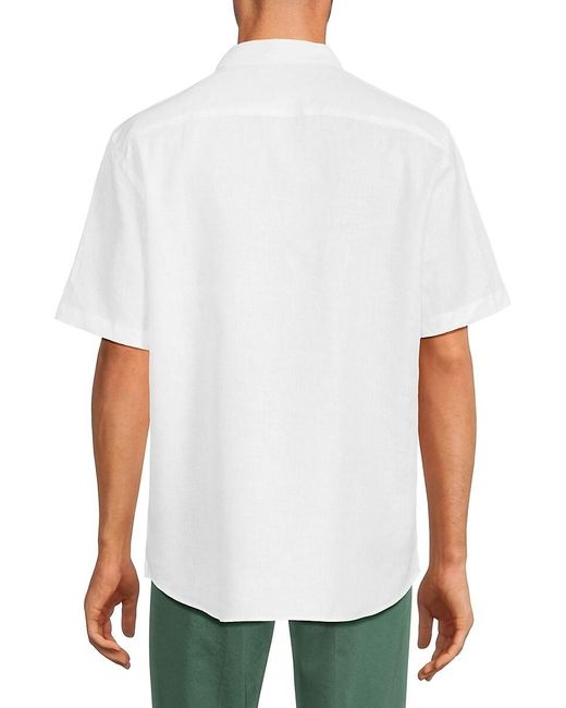 North Sails White Short Sleeve Linen Shirt for men