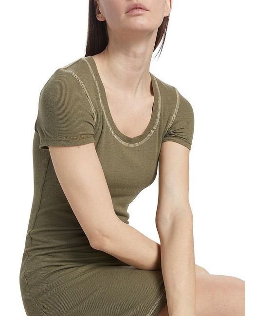 ATM Green Rib-Knit Body-Con Minidress