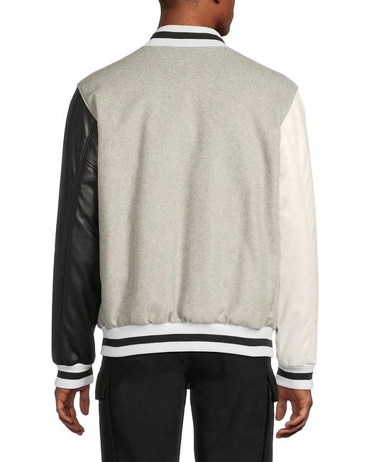 Opening Ceremony Gray Mixed Media Wool-Blend Varsity Jacket for men