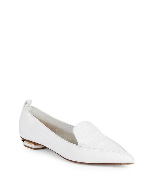 Nicholas Kirkwood Point Toe Leather Loafers in White | Lyst