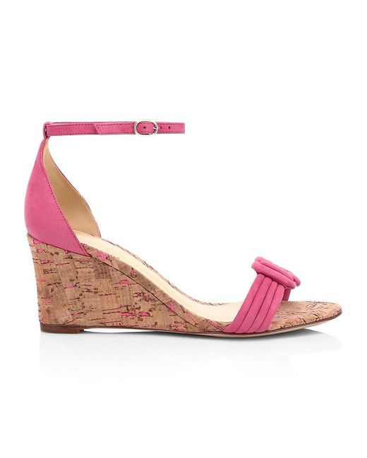 Alexandre Birman Vicky Knotted Leather Wedge Sandals in Pink Lyst