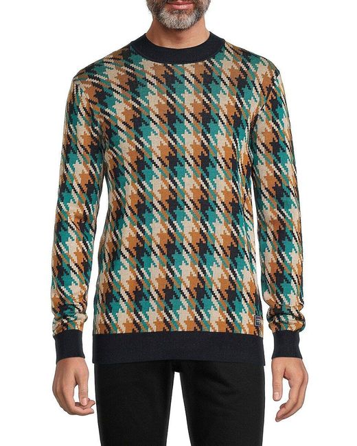 Scotch & Soda Wool Houndstooth Sweater in Green for Men | Lyst