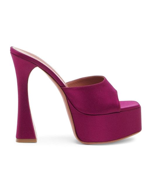 AMINA MUADDI Purple Dalida Leather Platform Sandals