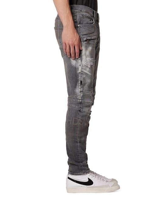 Grey ripped deals biker jeans