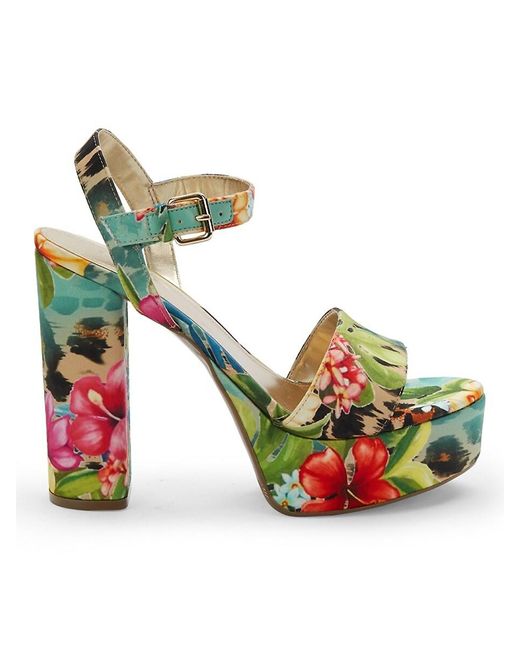 Guess Synthetic Floral Sandals in Green | Lyst
